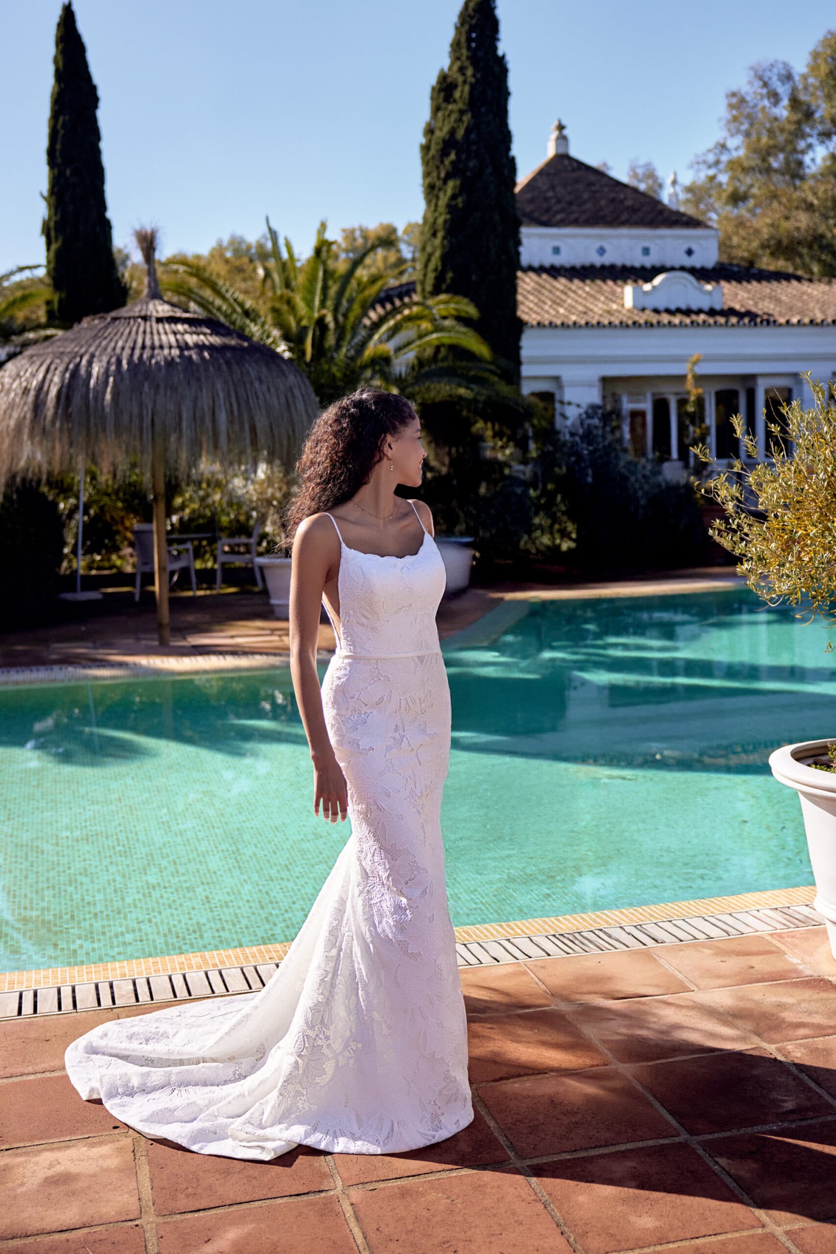 66418 - Lillian West wedding dress by Lillian West Eyelet all over lace fit and flare gown with a scalloped sco... view 1