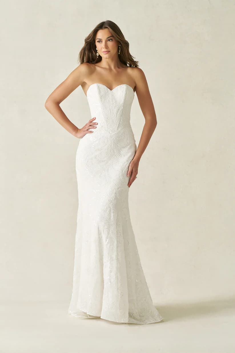 A1420 - Allure Bridal wedding dress by Allure Bridal This sleek sheath gown showcases the beauty of corded lace w... view 1
