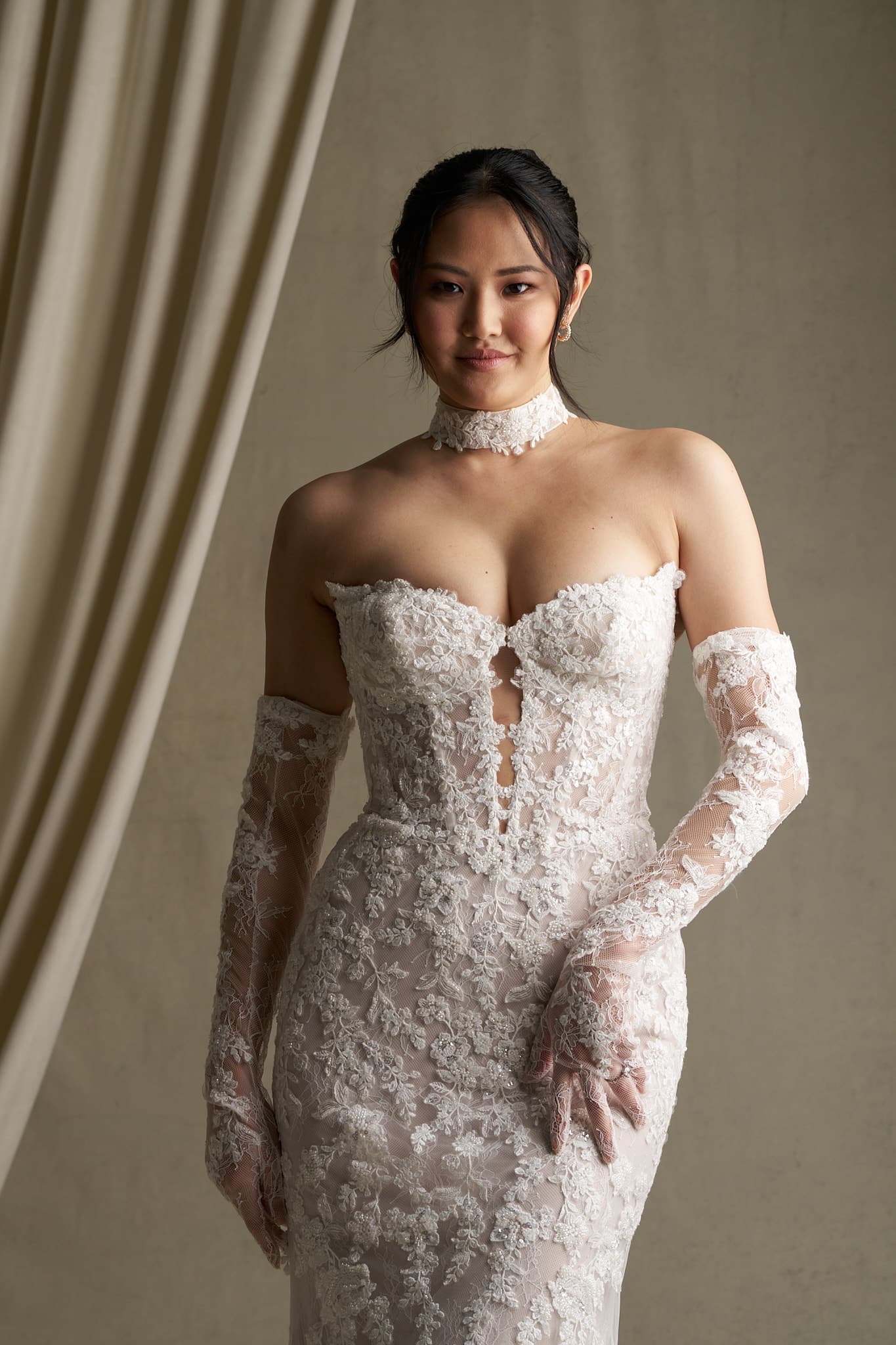 C801 - Allure Couture wedding dress by Allure Couture Sculpted and striking, this sheath gown pairs beaded and seq... view 2