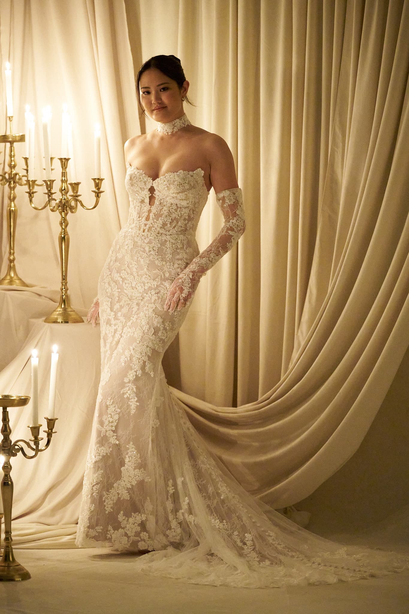 C801 - Allure Couture wedding dress by Allure Couture Sculpted and striking, this sheath gown pairs beaded and seq... view 3
