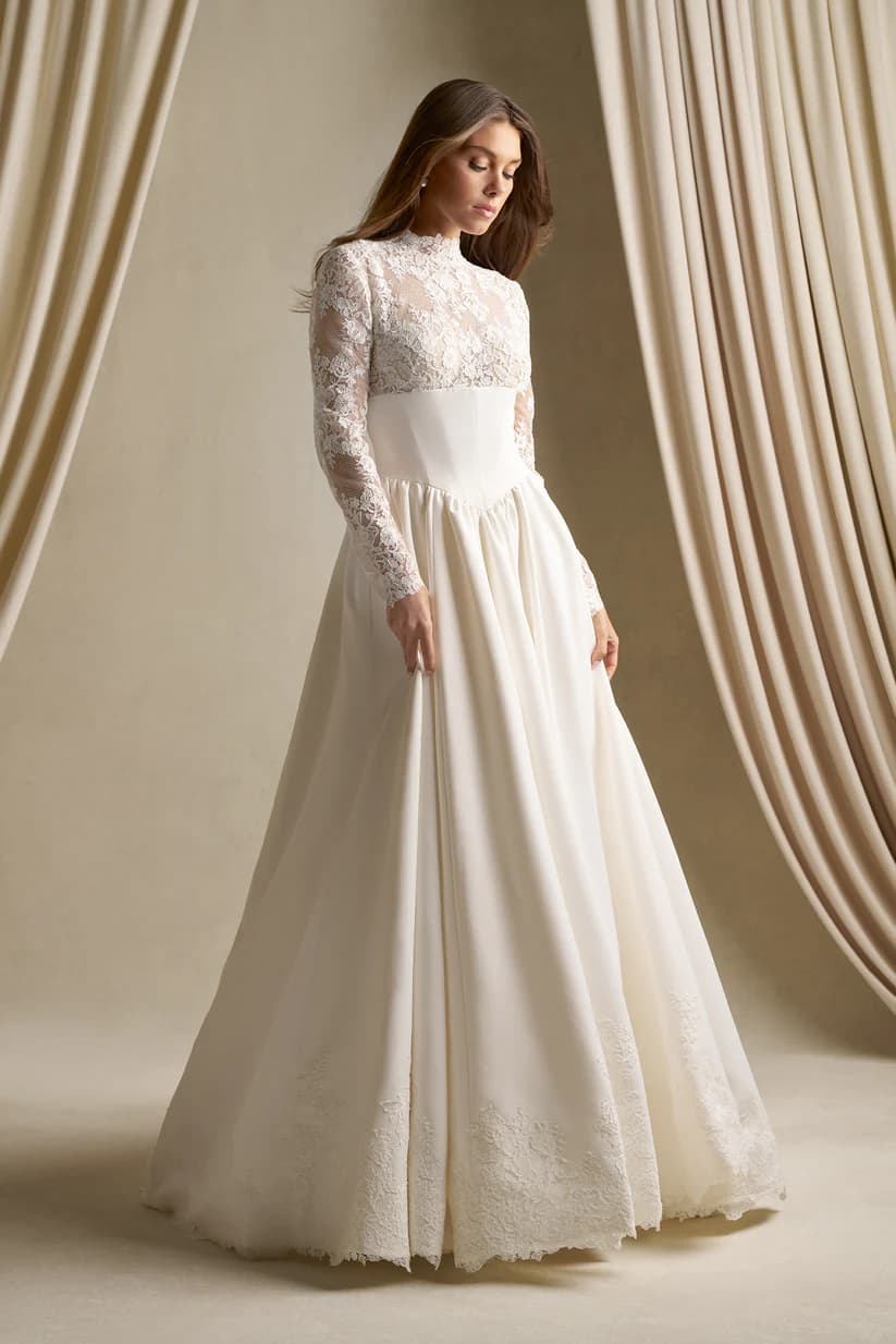 C809 - Allure Couture wedding dress by Allure Couture Regal and refined, this high-neck A-line gown features long... view 1