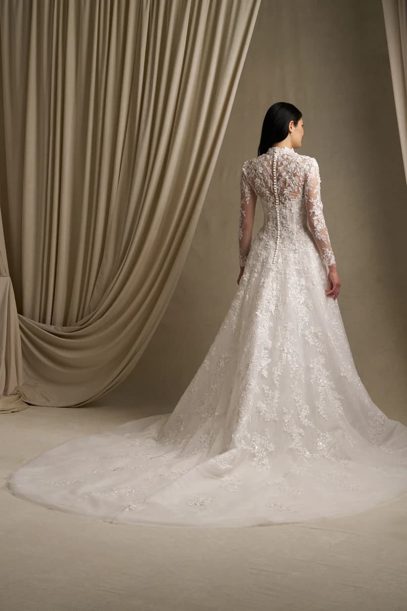 C811NC - Allure Couture wedding dress by Allure Couture - Intricately detailed and gracefully structured, this long-sl