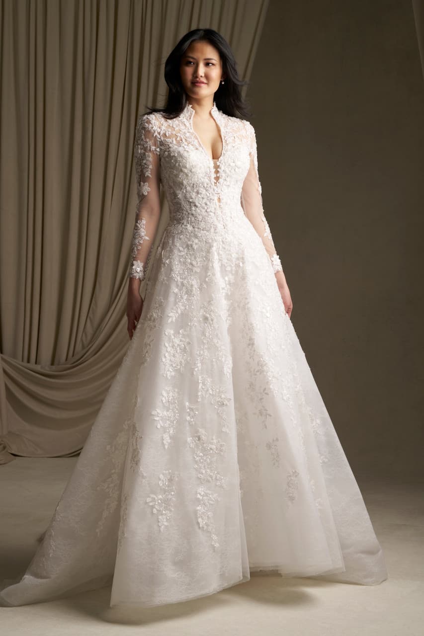 C811NC - Allure Couture wedding dress by Allure Couture - Intricately detailed and gracefully structured, this long-sl