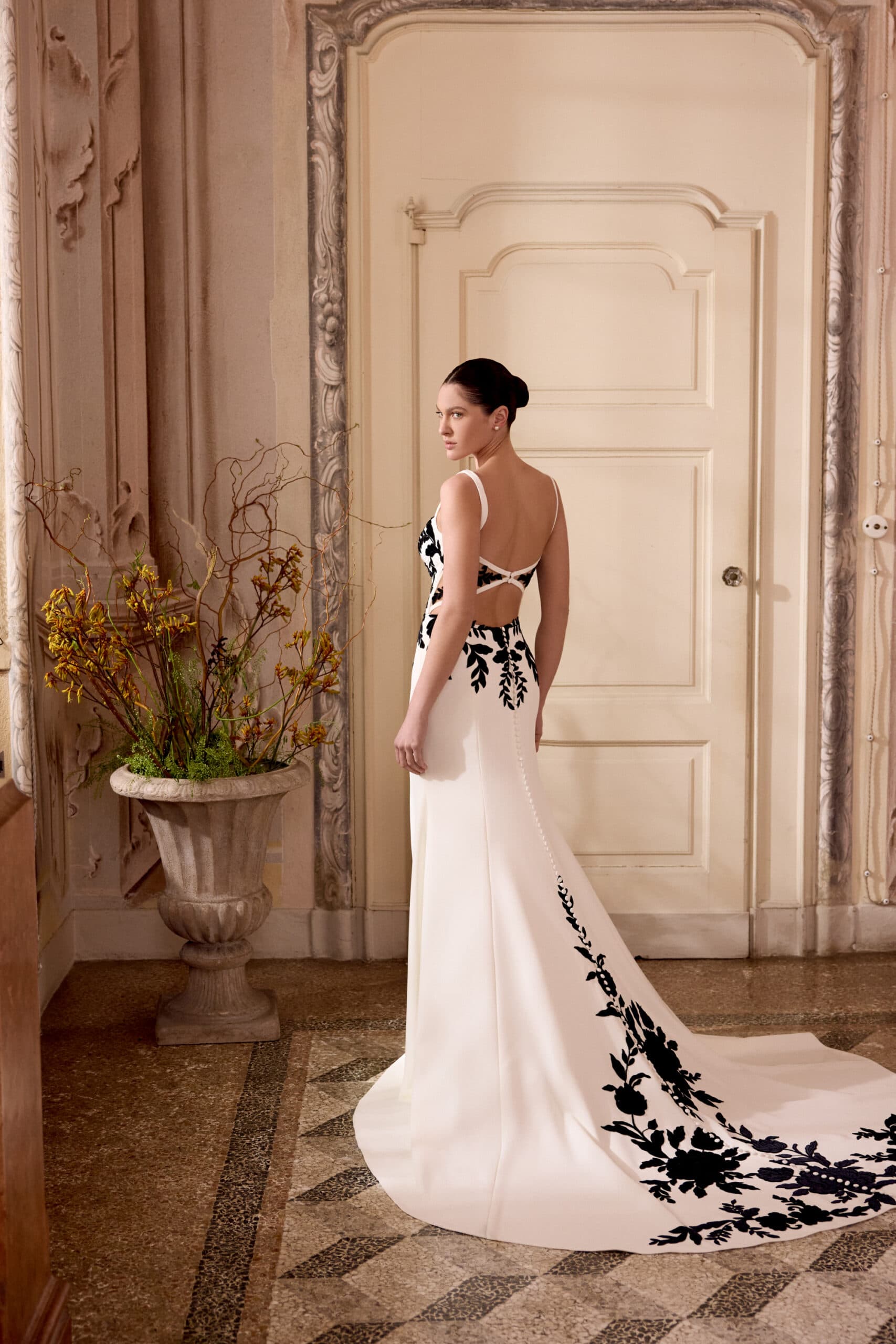 Landon 88496 - Justin Alexander wedding dress by Justin Alexander - Landon – Stretch crepe fit &amp; flare gown with...