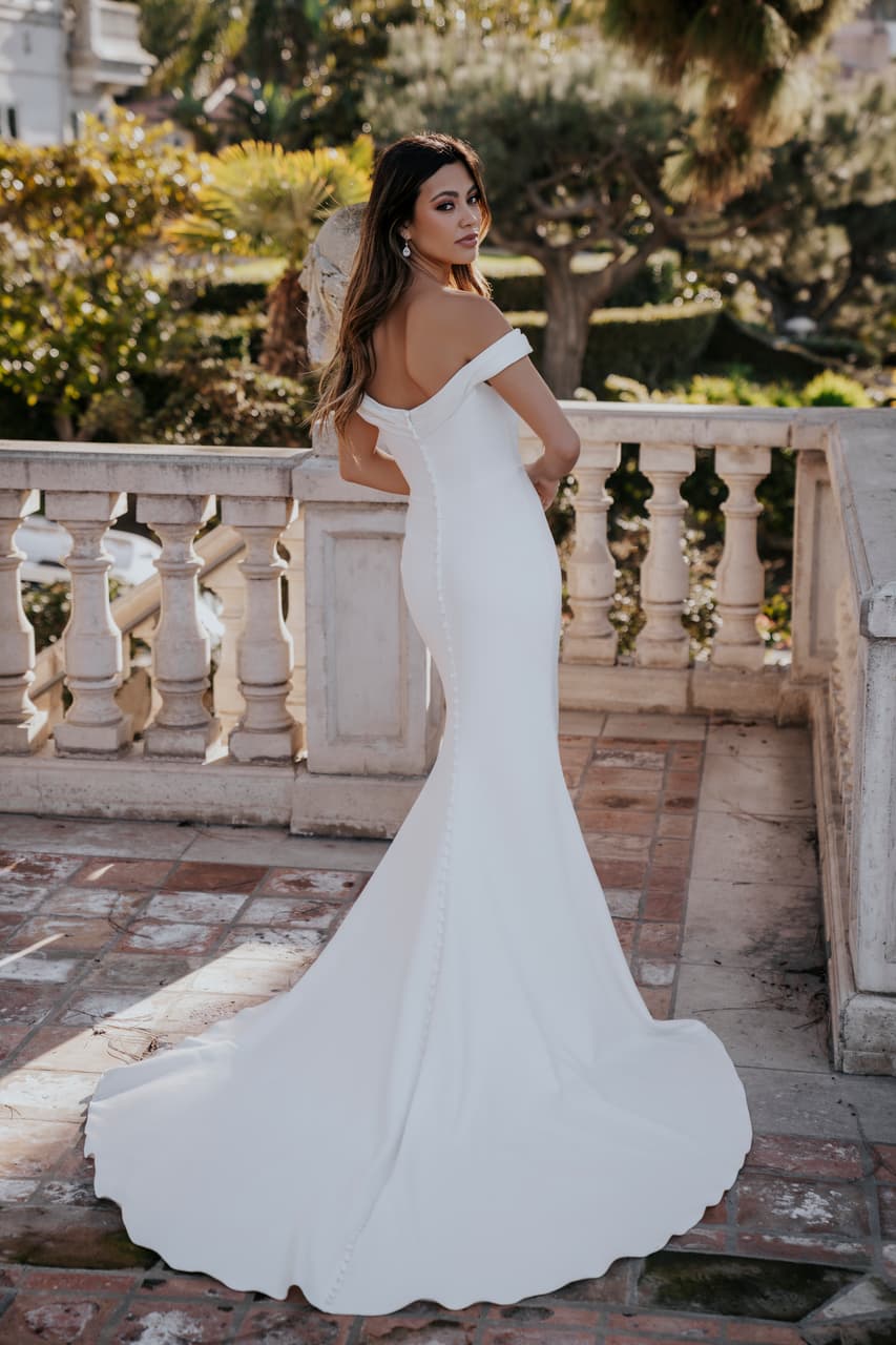 R3653 - Allure Romance wedding dress by Allure Romance Stretch crepe composes this subtly pleated gown’s beau... view 2