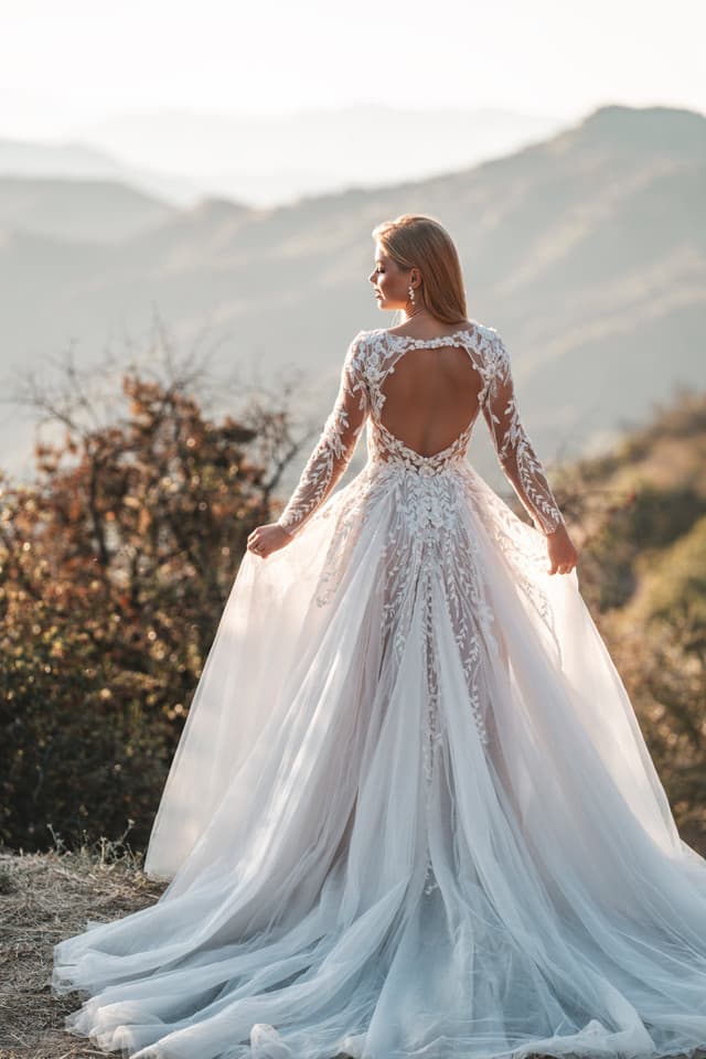 R3708 - Allure Romance wedding dress by Allure Romance Streaming appliqued vines of beaded, sequined and pearly lac... view 2