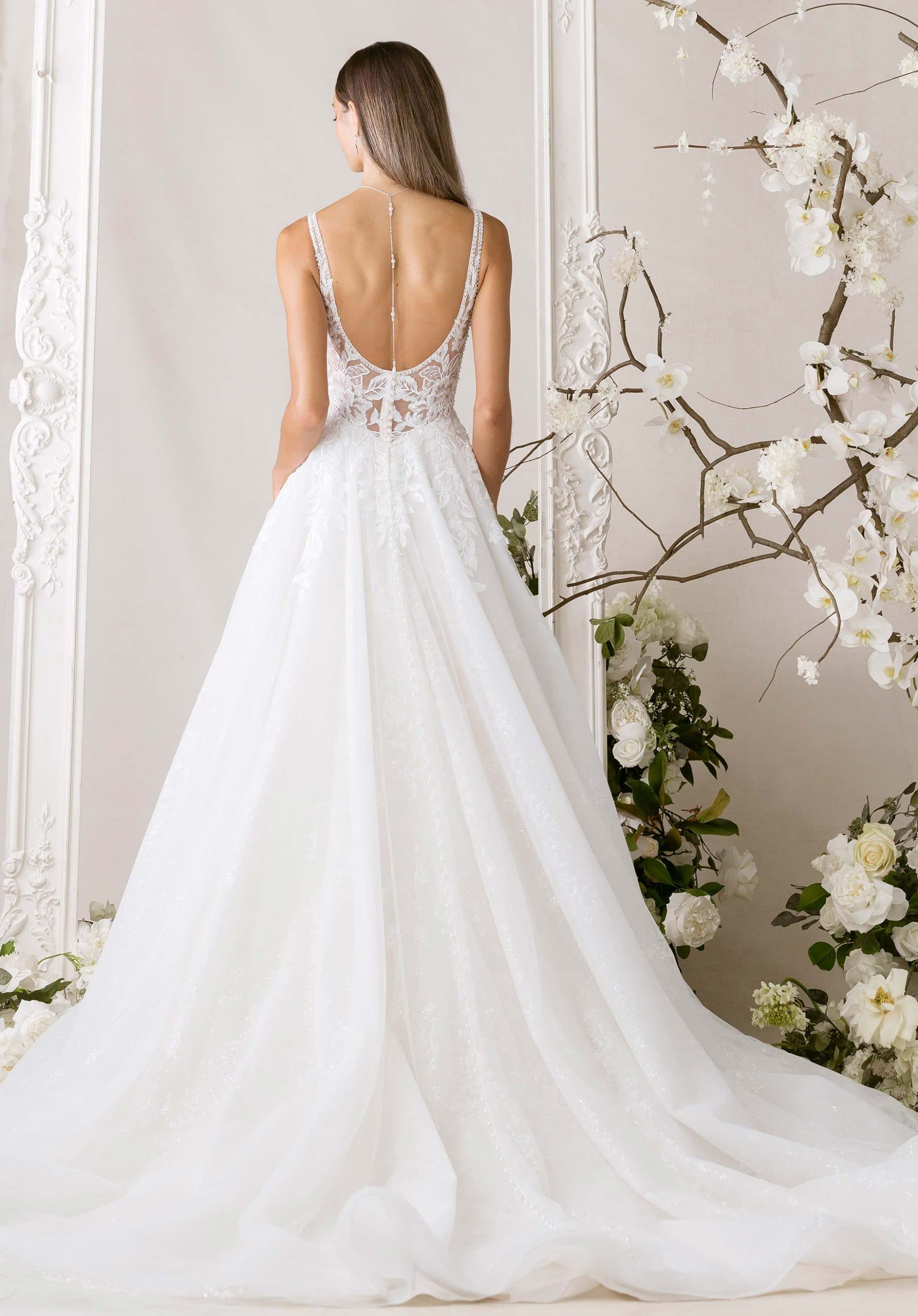 Myrtha - Morilee wedding dress by Morilee Ball gown wedding dress has a plunging v-neckline with strap... view 2