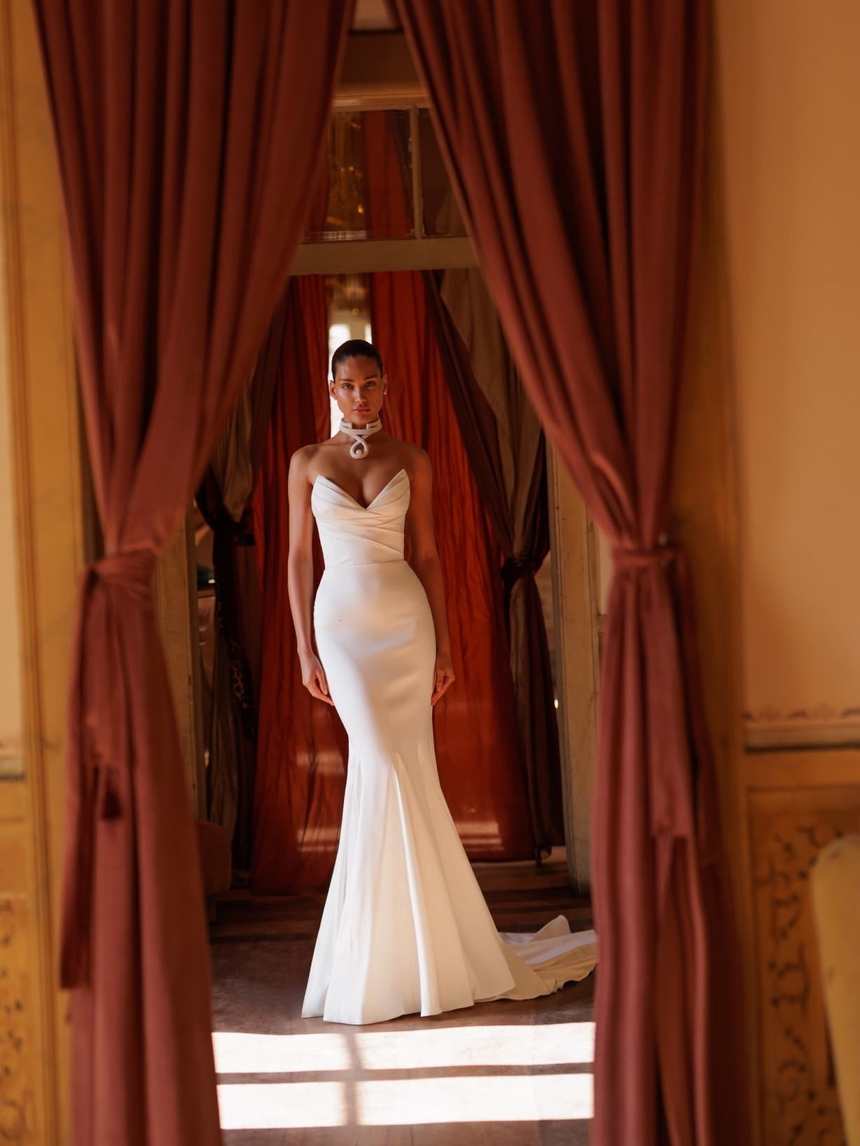 Bronze - Wona wedding dress by Wona Concept Sleek mermaid dress featuring a plunging neckline corset top... view 1