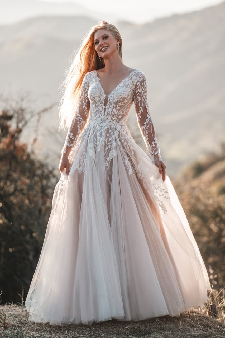 R3708 - Allure Romance wedding dress by Allure Romance Streaming appliqued vines of beaded, sequined and pearly lac... view 1