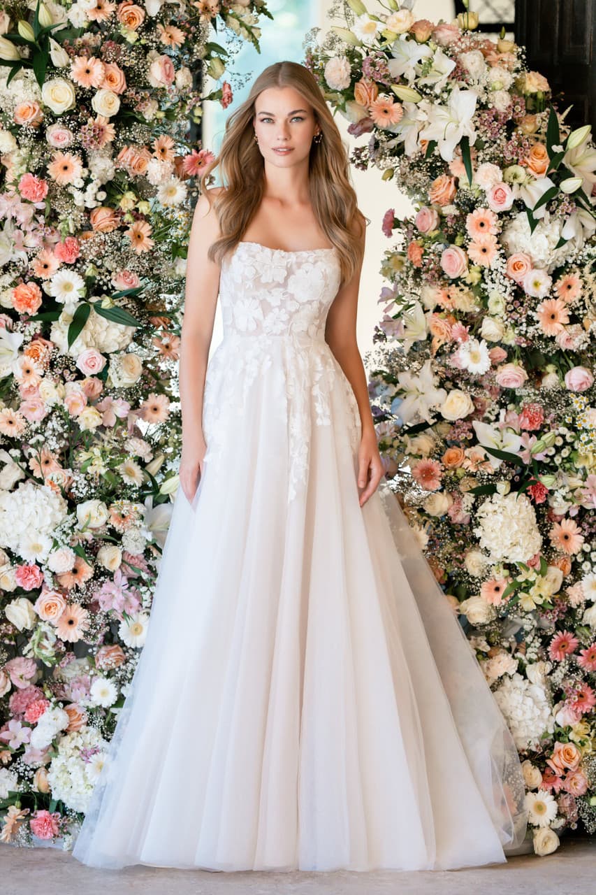 R3805 - Allure Romance wedding dress by Allure Romance Elegant beaded lace appliques adorn this strappy tulle A-lin... view 1