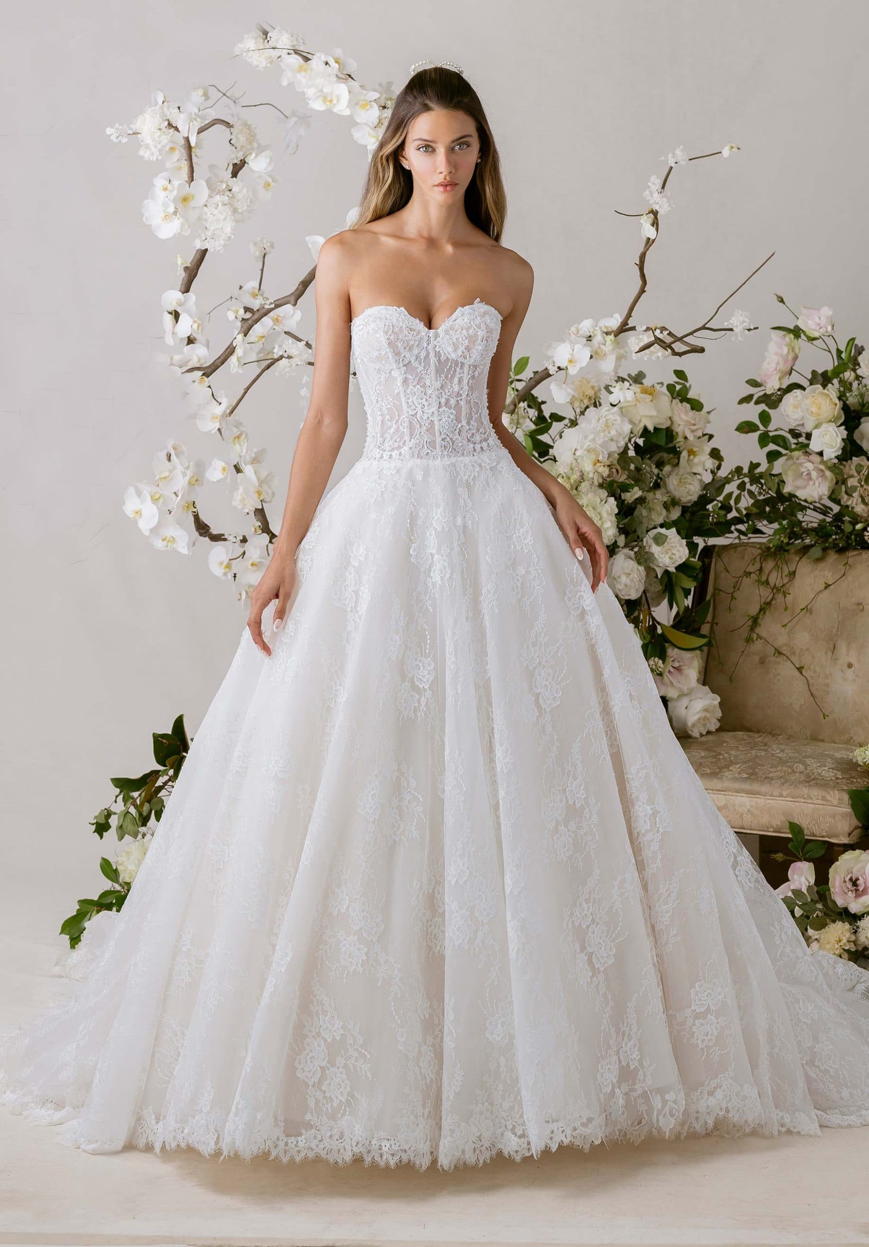 Nikiya - Morilee wedding dress by Morilee Chantilly lace ball gown wedding dress has a strapless sweet... view 1
