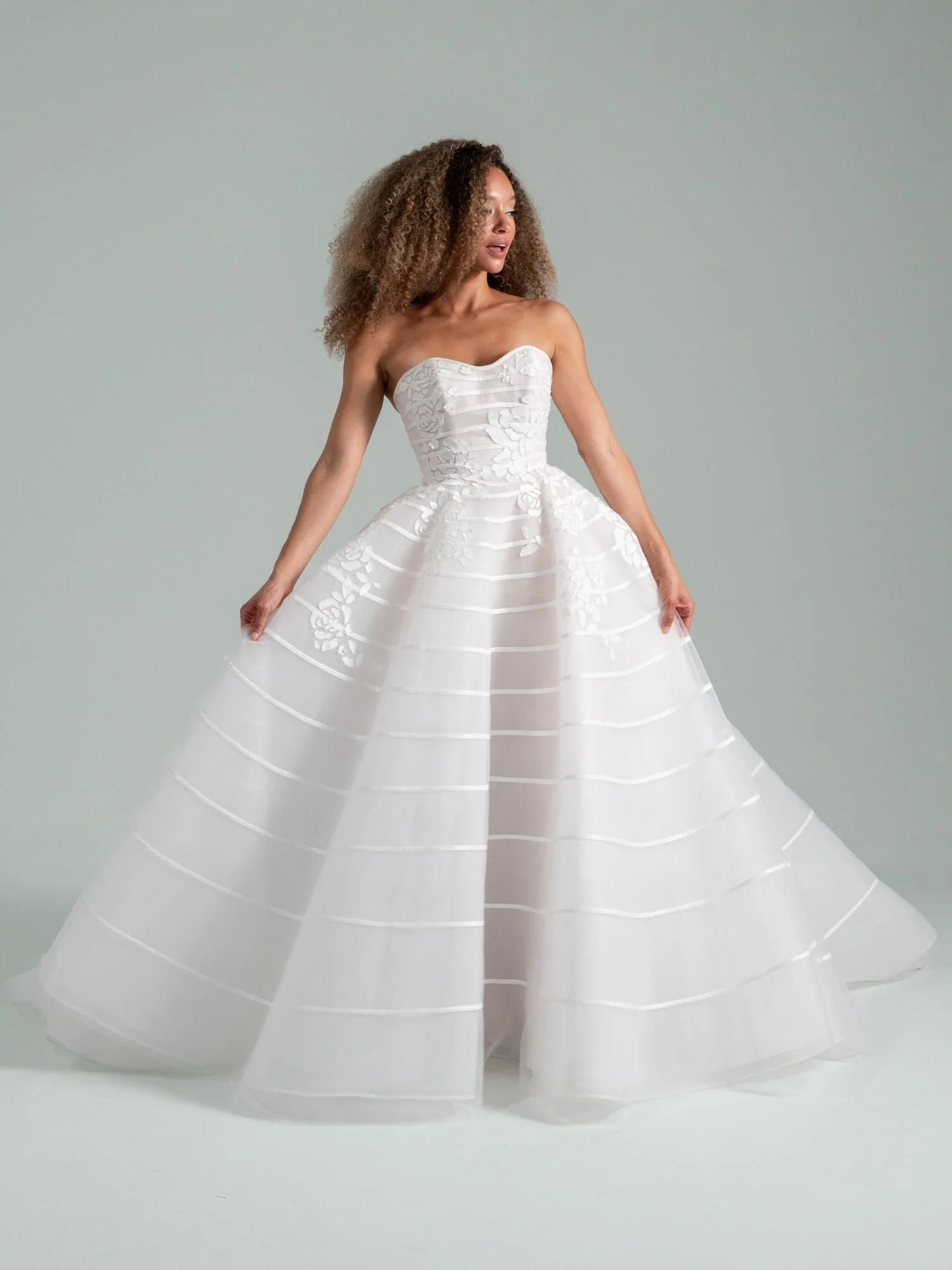 As You Wish - Hayley Paige wedding dress by Hayley Paige - Ivory tulle ballgown with linear banding detail and floral a