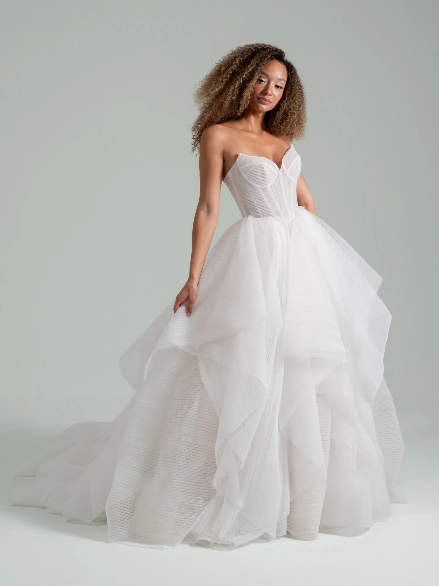 Once I Was A Swan - Hayley Paige wedding dress by Hayley Paige - Ivory pintuck tulle ballgown with draped corset bodice and w