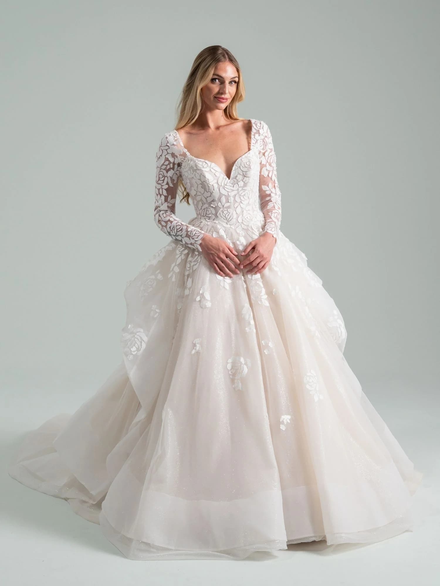 The Light You Keep - Hayley Paige wedding dress by Hayley Paige - The Light You Keep
Ivory mosaic floral ballgown with swe...