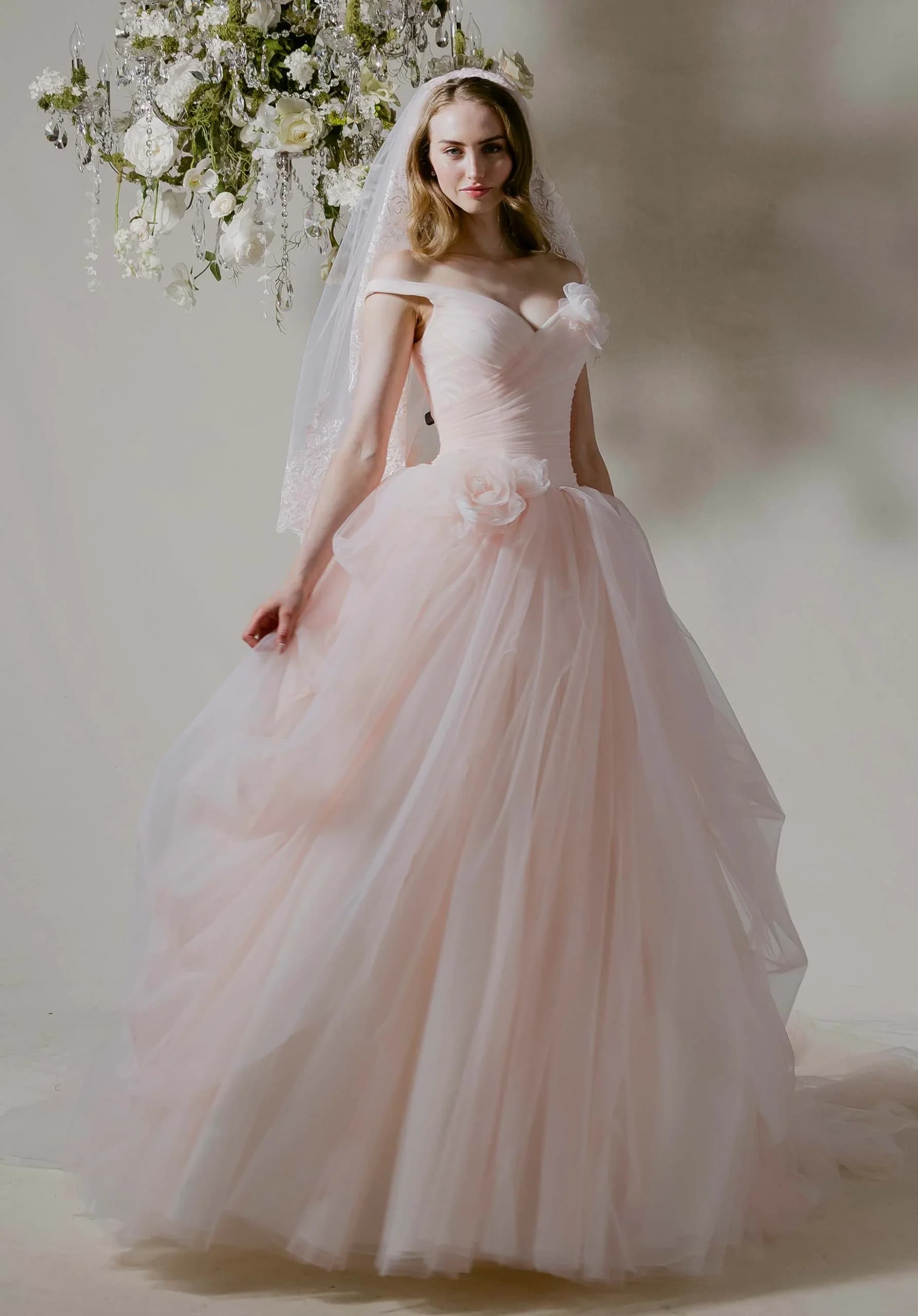 Lucienne- Morilee wedding dress by Morilee Ball gown wedding dress has an off-the-shoulder v-neckline o... view 1