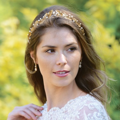 Lola - Bronze Enamelled and Pearl Leafy Garland Tiara